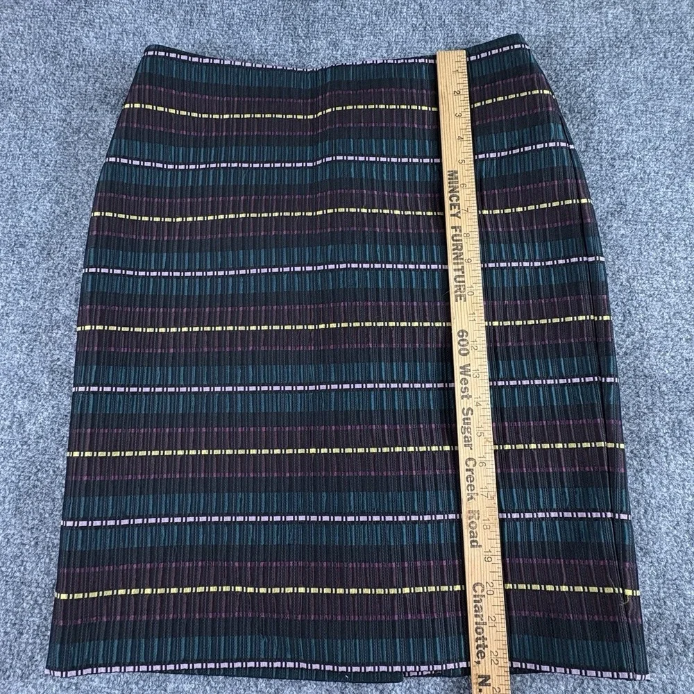 Ann Taylor Factory Skirt Women 6 Multicolor Pencil Stripe Preppy Office Academic